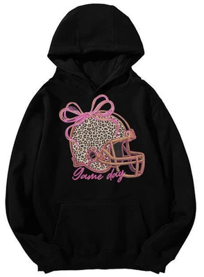 "Game Day" Leopard Football Helmet Graphic Hoodie - Изображение 1 из 2