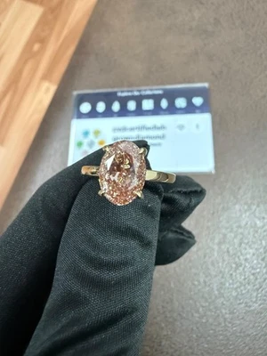 2.50 Oval Lab Grown Diamond Engagement Ring Fancy Vivid Pink IGI Certified - Image 1 of 4