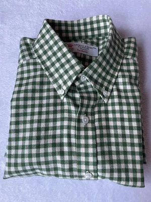 Camisa Turnbull & Asser Franela Cepillada Turnbuline 15 1/2 Verde Blanco Guinga Foto 1 de 4