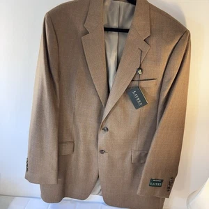 Lauren Ralph Lauren Plaid Silk/Wool 2 Button Suit Jacket, 46 Long Rust Color - Picture 1 of 15