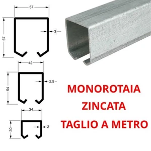 MONOROTAIA BINARIO ZINCATA PER TELO SCORREVOLE TELI CAMION TENDE PORTE - Foto 1 di 2