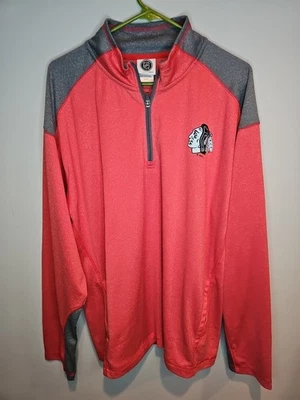 Pullover NHL Hockey Chicago Blackhawks Para hombres Talla XL Rojo 1/4 Cremallera Manga Larga Foto 1 de 4