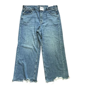 American Eagle Dreamy Drape High Rise Baggy Wide Leg Jeans Medium Indigo Größe 20 - Bild 1 von 18