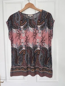 Papaya Weekend Women’s Top Size 14 Cap Sleeves Round Neck Paisley Pattern - Picture 1 of 7