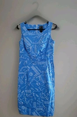Vintage Lemmie LNY New York Women's Blue Midi Dress Size 6 97% Cotton 3% Spandex - Image 1 of 2