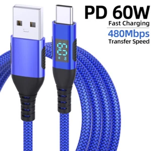 USB to Type C Cable 60W Fast Charging Cord for iPhone 16 15 Pro Max Samsung S25 - Picture 1 of 14