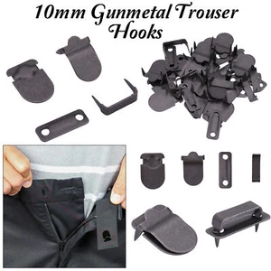 10-1000 Set Hooks & Bars 4-Parts Gunmetal 10MM Trousers Coats Pants & Skirts - Picture 1 of 13