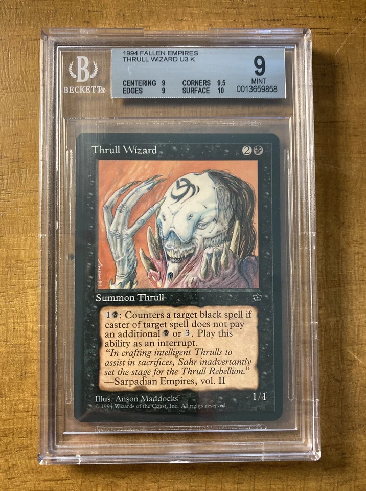MTG✨THRULL WIZARD✨Fallen Empires BGS Quad 9’s++ MINT 1994 Maddocks Art POP 1 ! - Image 1 of 2