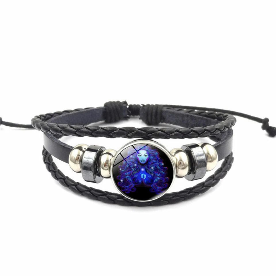 Damen Herren Surferarmband Sternzeichen Jungfrau Blau Geschenk Bracelet Chunk - Bild 1 von 4