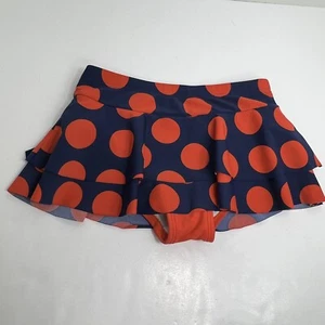 Hanna Anderson Girls Swim Skirt Bottoms Sz 110 US 5 Navy Blue Orange Polka Dot - Picture 1 of 12