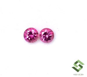 4.50 mm Natural Pink Tourmaline Round Cut Pair 0.72 CTS Loose Certified Gemstone - Picture 1 of 8