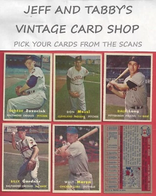 1957 Topps Baseball #3 a #406/ver menú desplegable para la tarjeta que recibirás Foto 1 de 4