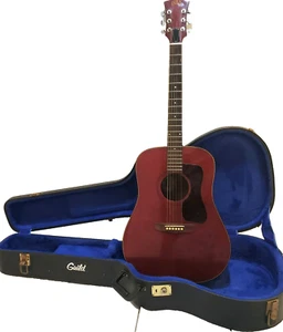 Vintage 1977 Guild D25C Acoustic Guitar Cherry Red Finish Spruce Top wGuild Case - Picture 1 of 17