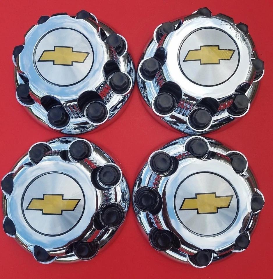 4 PCS New Chevy Express Van 2500 3500 CHROME Center Hub Caps  # 9597163   8 LUGS - Image 1 of 1