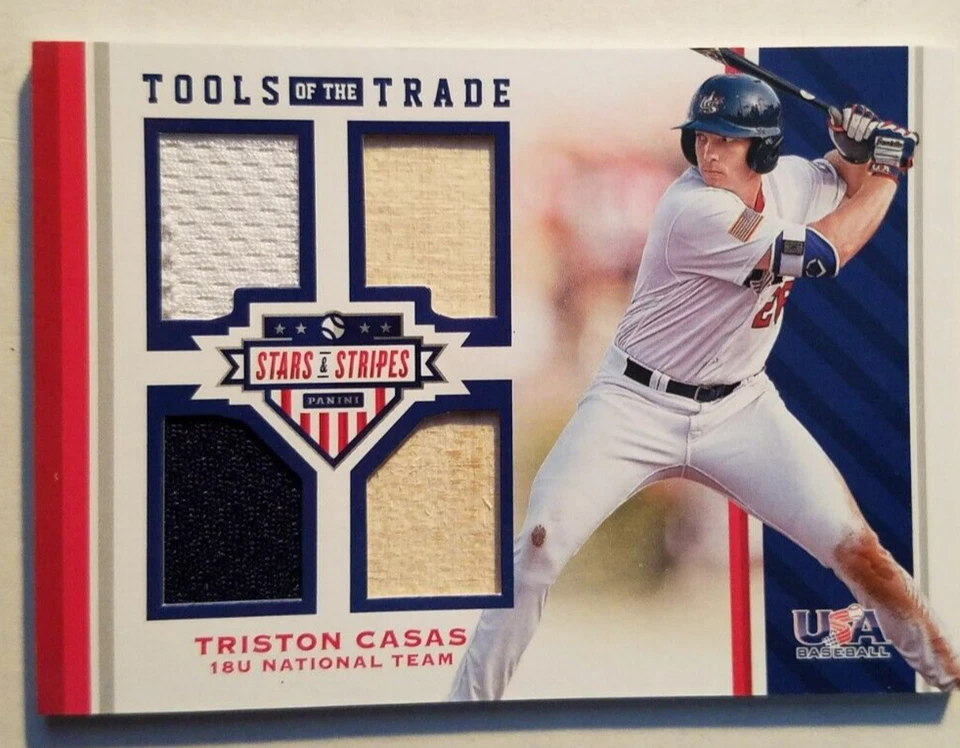 Triston Casas RC 2017 Panini USA Stars & Stripes Quad Jersey Bat /199 Red Sox A1 - Image 1 of 2