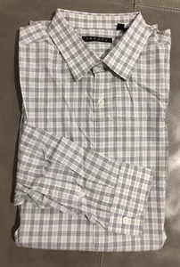 NUEVO SIN ETIQUETAS Camisa de Vestir Theory Dover a Cuadros Elastizada Algodón Grande 41 16 34 $195 - Imagen 1 de 7