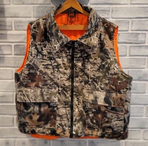 Vest Sleeveless Reversible Jacket Zip Up Pockets Blaze Orange / camouflage - Picture 1 of 13