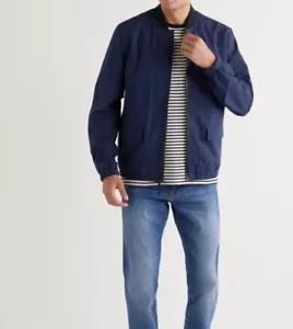 NWT Club Monaco Men’s Large Bomber Jacket Navy Seersucker $229 - Picture 1 of 13