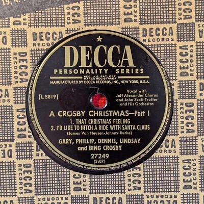 Bing Crosby and His Sons - A Crosby Christmas (1950, Decca) 10" 78 RPM w/Sleeve - Image 1 of 4