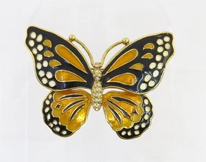 KJL Vintage Brosche Monarch Schmetterling Emaille & Kristalle Kenneth Jay Lane Schmuck - Bild 1 von 8
