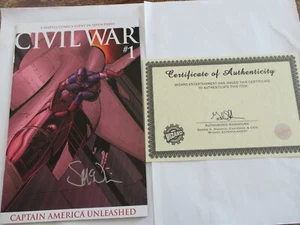 CIVIL WAR  N° 1 - VARIANT COVER CAPTAIN AMERICA   signé   +  certificat - Picture 1 of 3
