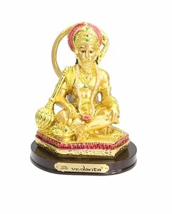 INDISCHE HINDU GOLD HANUMAN BÜSTE SITZEND MURTI HANUMAN SITZEND STATUE MEDIUM - Bild 1 von 2