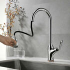 Pull-Down Kitchen Sink Faucet Copper Mixer Tap Pull-out Silver Lead-free KJZY50