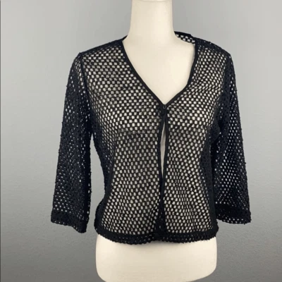 Новый с Ярлыками Norton Mcnaughton черный длинным рукавом Санторин кардиган размер S открытый трикотаж - Изображение 1 из 4