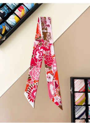 Quality 18 Momme Twill Silk Scarf Ribbon Flowers Bag Neck Tie Headband 33" * 2" - Image 1 of 4