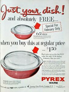 1955 PYREX WARE BAKINGWARE Flamingo Casserole Dish = Print AD