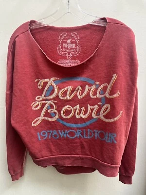 TRUNK Mujer Sudadera Roja "David Bowie 1978 World Tour" Talla Pequeña NUEVA NUEVA CON ETIQUETAS Foto 1 de 4