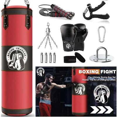 Heavy Duty Punching Bag Training Gloves Set 4FT Boxing MMA Fitness Training Bag - Image 1 of 4