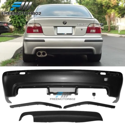 Fits 97-03 BMW E39 5-Series Sedan M5 Rear Bumper Cover Twin Muffler Single Out Foto 1 de 2