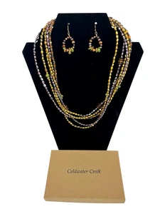 Coldwater Creek Desert Harmony Multi Strand Necklace Earrings Set W/ Gift Box VG - Picture 1 of 9