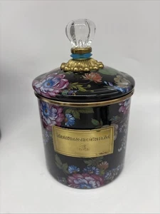 MACKENZIE CHILDS Black Flower Market Deckeldose klein 8 Zoll - Bild 1 von 8