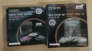 Zeikos 72mm High Quality 3pc 4pc HD Macro Close Up Filter Sets And UV +Cpl - Picture 1 of 5