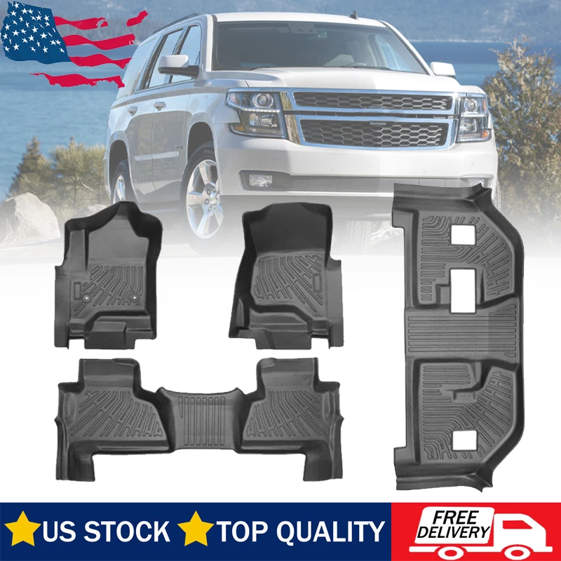 Tapetes forros para todo tipo de clima para Chevrolet Suburban GMC Yukon Tahoe 2015-2020 Foto 1 de 4