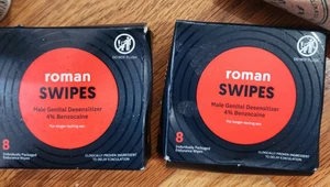 LOT OF 2 Roman SWIPES 4% Benzocaine  FOR MALE - 8 Wipes - Picture 1 of 5