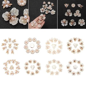 Crystal Pearl Button Pearl Hairpins Rhinestone Buttons Headwear Clip - Picture 1 of 20