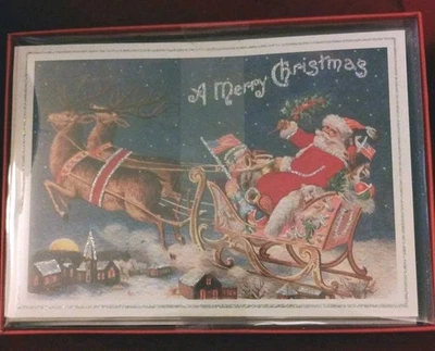 set 15 Punch Studio 3D EMBELLISHED SANTA SLEIGH DEER CHRISTMAS CARDS TREE NEW - Image 1 of 2