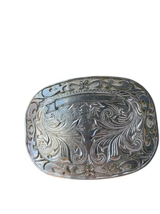 Vintage Silver Western Design Belt Buckle Well Used Condition Scratches Etc - Picture 1 of 2