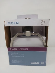 Moen Single Towel Ring Lindor Brushed Nickel Wall Mount MY8786BN Spot Resist  - Picture 1 of 8