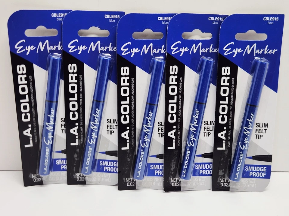 2ct L.a. Colors Eye Marker Cble915 Blue Liquid Eyeliner Smudge Proof .02 Oz