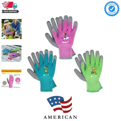 Breathable Kids Gardening Gloves Set - Waterproof, Lightweight & Soft - Ages 5-7 - Image 1 of 4