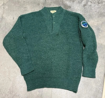 Suéter Vintage LL Bean Para Hombres Grande Verde Henley Fisherman Hilo High Trek Años 70 EE. UU. Foto 1 de 4