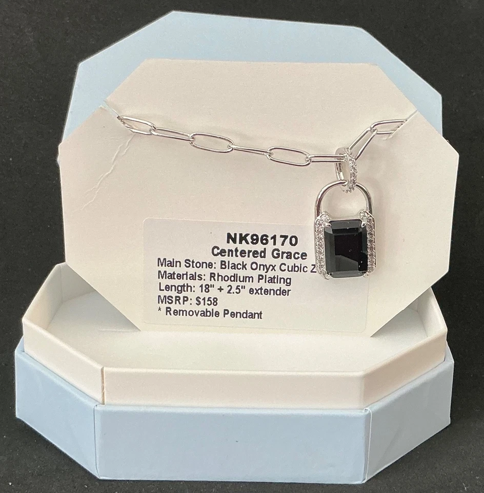 Collar Bomb Party “Centered Grace” NK96170 Bloqueo Negro Ónix Circonita Rodio Foto 1 de 1