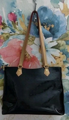 Arcadia Italy patent leather black shoulder tote Handbag Purse  - Image 1 of 4