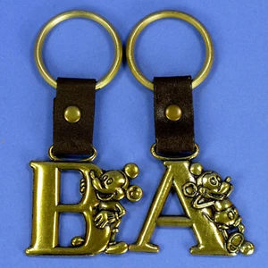 2 VINTAGE DISNEY MICKEY MOUSE INITIAL KEY CHAIN RING choose two A's,B's or A&B - Picture 1 of 2