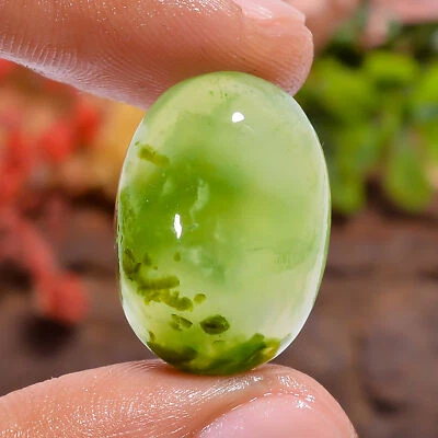 Piedra preciosa suelta cabujón forma ovalada prehnita natural 27 quilates 21x15x8 mm Foto 1 de 4