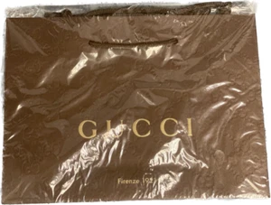 GUCCI FIRENZE 1921 BROWN Gold SIMA PAPER Small GIFT SHOPPING BAG SEALED - Picture 1 of 3